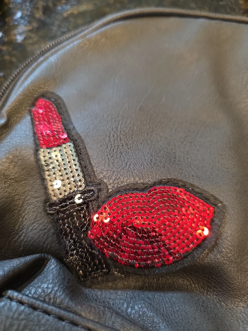 Black Women's Cosmetic Wristlet with Red Lipstick Patch, Makeup Bundle